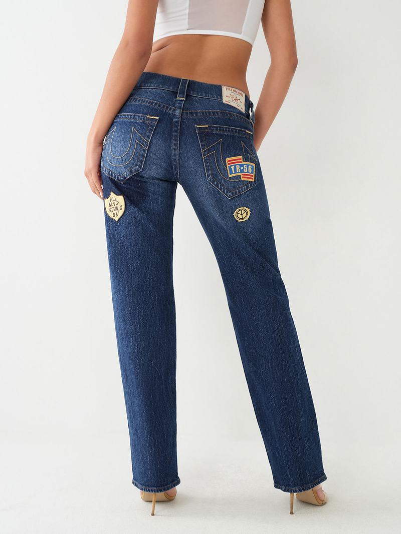 True Religion Ricki Relaxed Logo Patch Jean Relaxed Fit Jeans Damen Navy | 96704TKMS