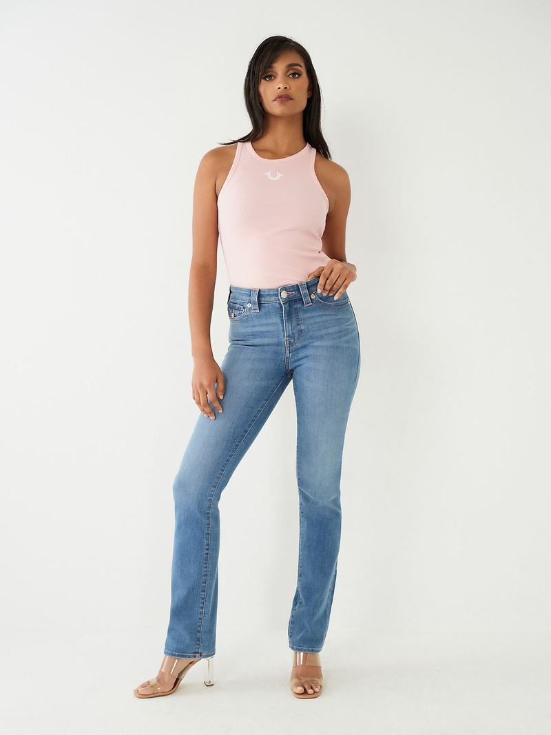 True Religion Billie Straight Jeans Damen Blau | 89350OXZP