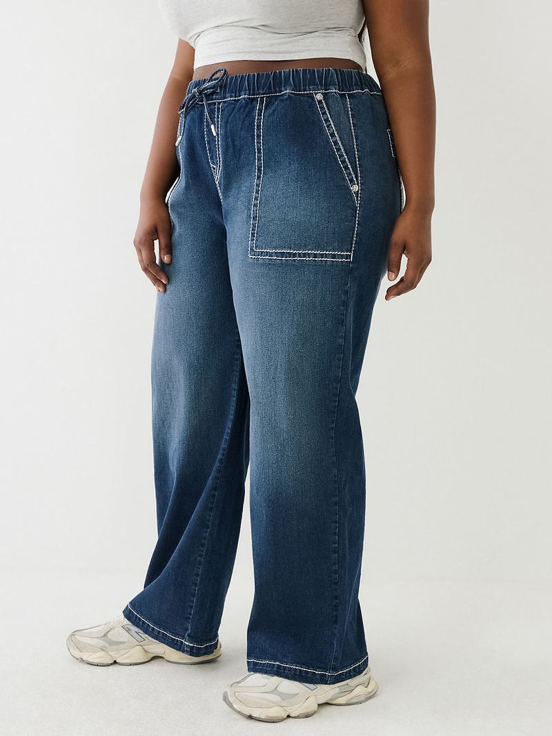 True Religion Plus Relaxed Baggy Big T Cargo Jeans Damen Weiß | 86405GEZW