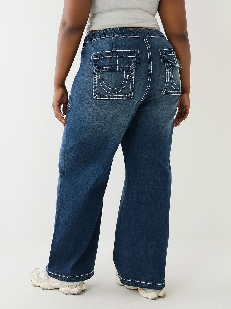 True Religion Plus Relaxed Baggy Big T Cargo Jeans Damen Weiß | 86405GEZW