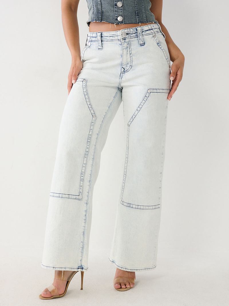 True Religion Bobbi Utility Baggy Jeans Damen Hellwaschen | 62198CMIV