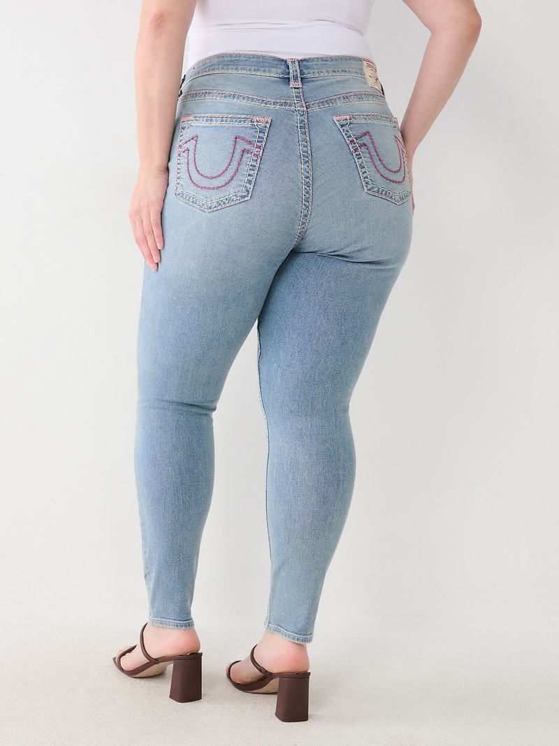 True Religion Plus Jennie Super T Curvy Skinny Jeans Damen Blau | 62083DSEX