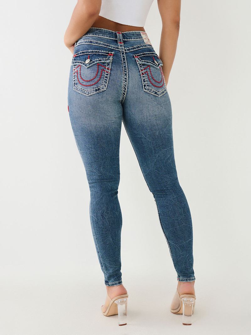 True Religion Jennie Hr Super T Skinny Jeans Damen Blau | 38471SPIU