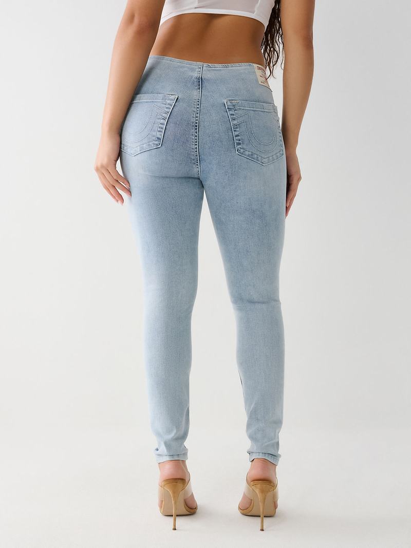 True Religion Low Rise Ruched Skinny Jeans Damen Hellblau | 24761FJNB