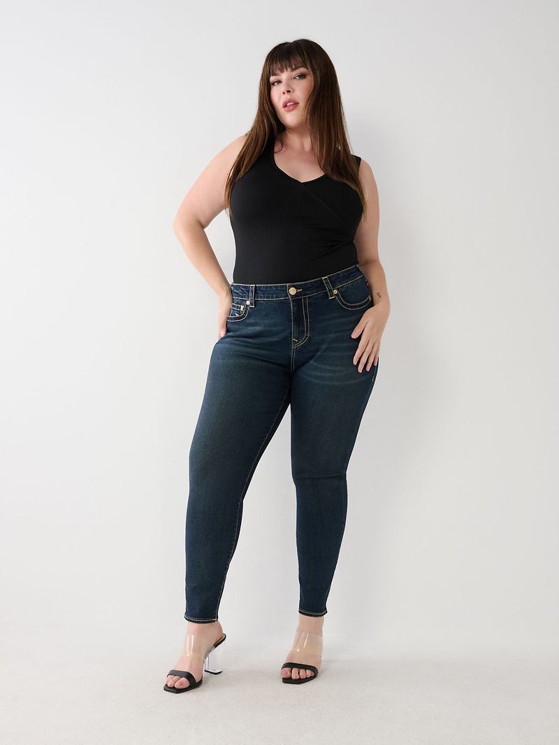 True Religion Plus Jennie Mid Rise Curvy Skinny Jeans Damen Aizome | 96721TLNB