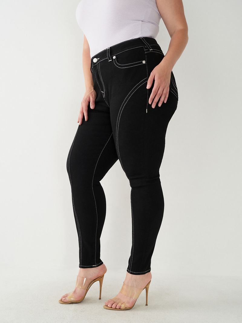 True Religion Plus Jennie Mid Rise Curvy Skinny Jeans Damen Schwarz | 80476BWOS