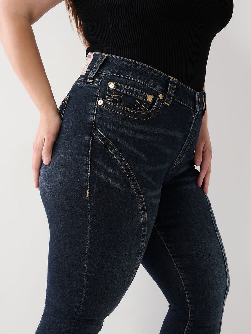 True Religion Plus Jennie Mid Rise Curvy Skinny Jeans Damen Navy | 82579ZKIA