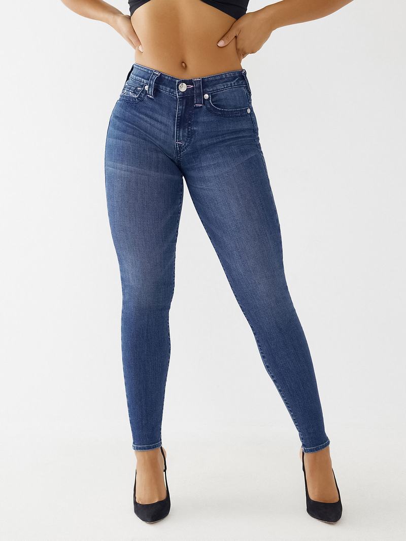 True Religion Jennie Big T Curvy Skinny Jeans Damen Blau | 76349NIKE