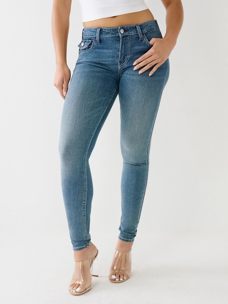 True Religion Jennie Mid Rise Single Needle Curvy Skinny Jeans Damen Blau | 65403CENY