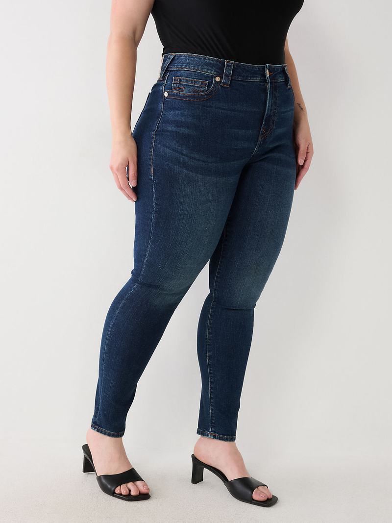 True Religion Plus Jennie Mid Rise Curvy Skinny Jeans Damen Dunkelwaschen | 65097GDYS