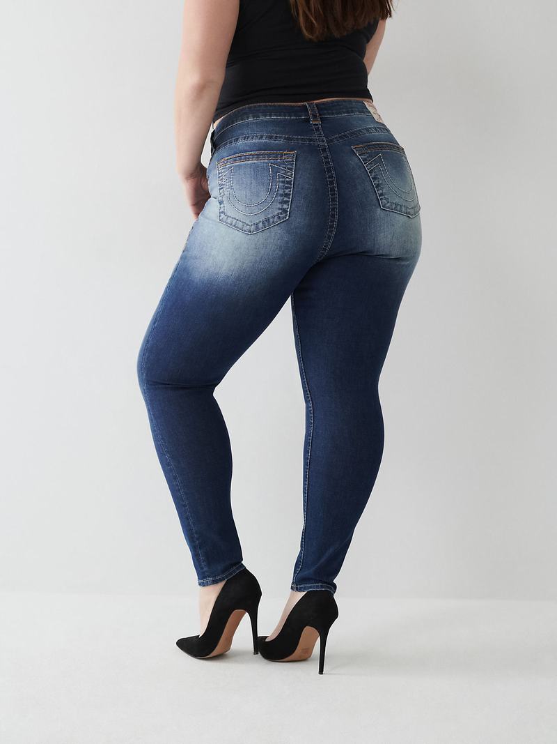 True Religion Jennie Big T Curvy Skinny Jeans Damen Blau | 58714PXUL