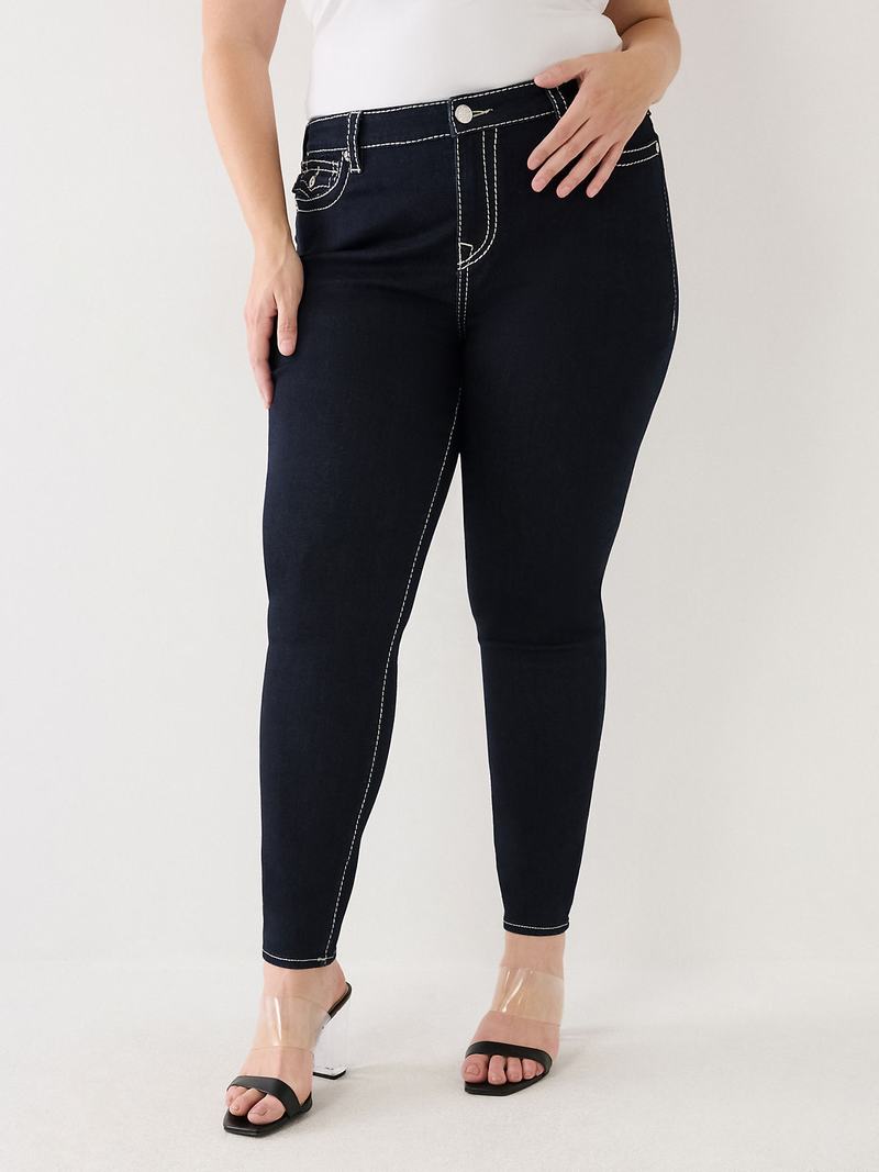 True Religion Plus Jennie Lurex Big T High Rise Curvy Skinny Jeans Damen Body Rinse | 71523WHIY