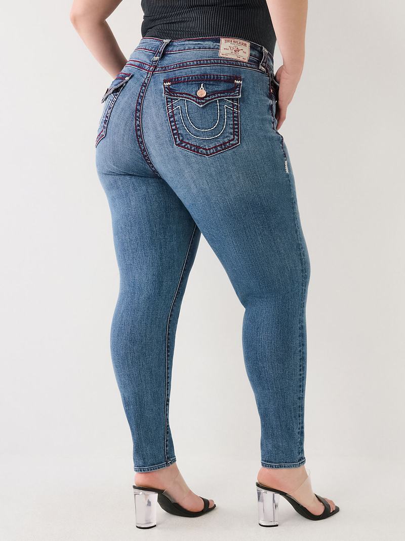 True Religion Plus Jennie Super T Curvy Skinny Jeans Damen Blau | 42817LAQR