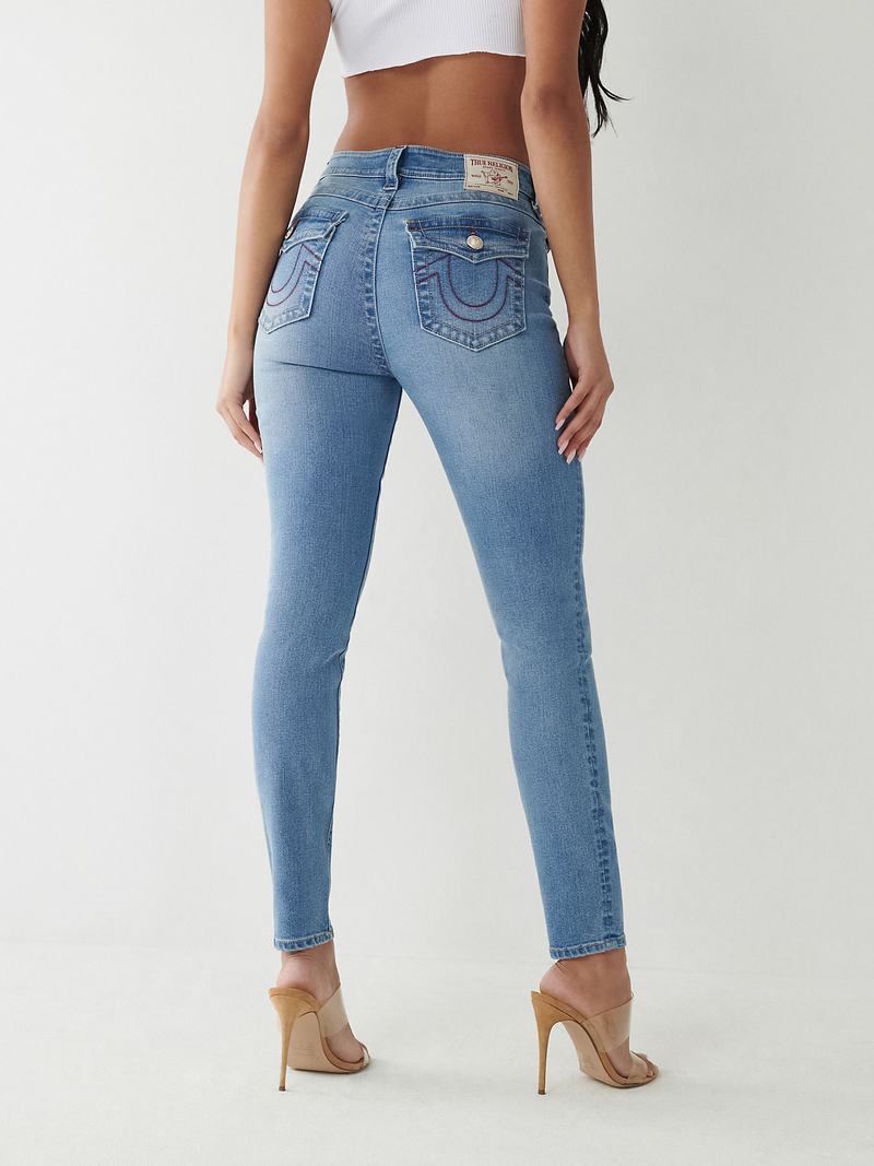 True Religion Halle High Rise Super Skinny Jeans Damen Hellblau | 54091GDIT