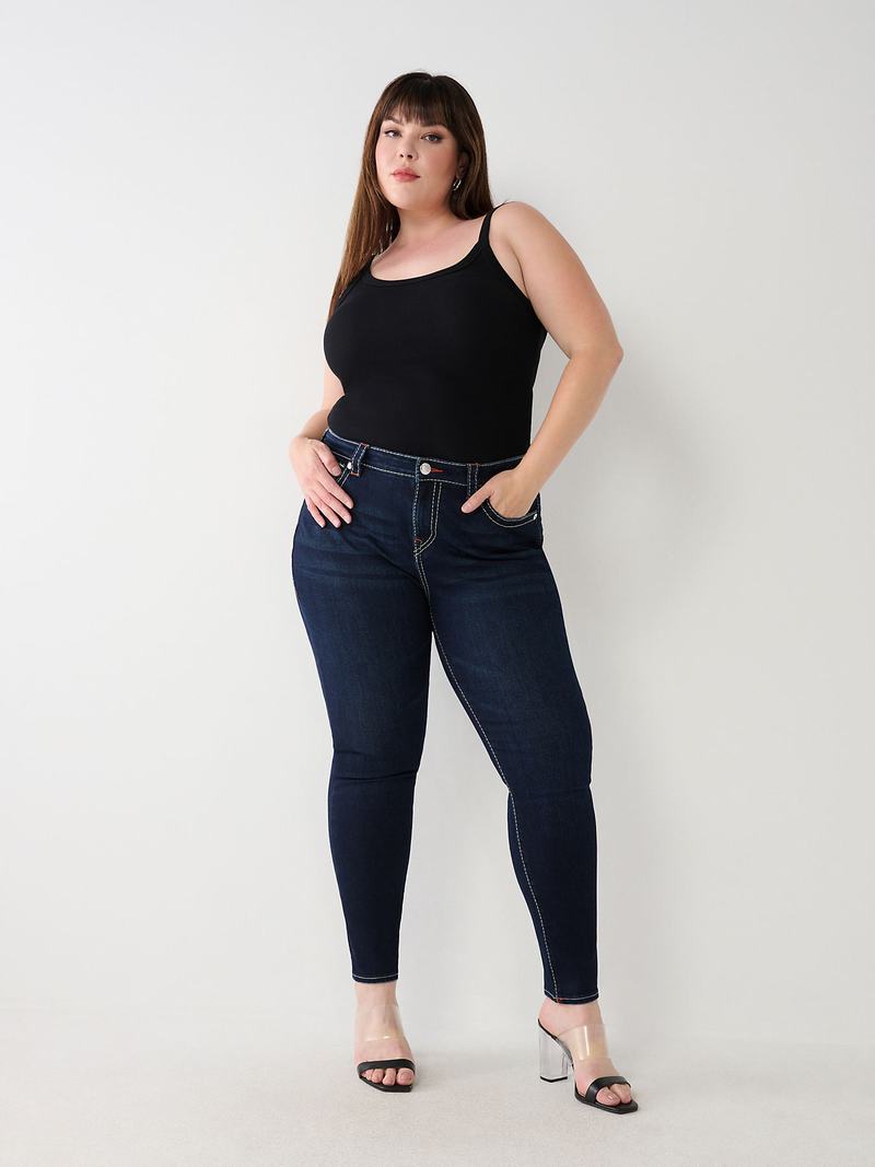 True Religion Plus Halle Big T Super Skinny Jeans Damen Navy | 43097OEQY