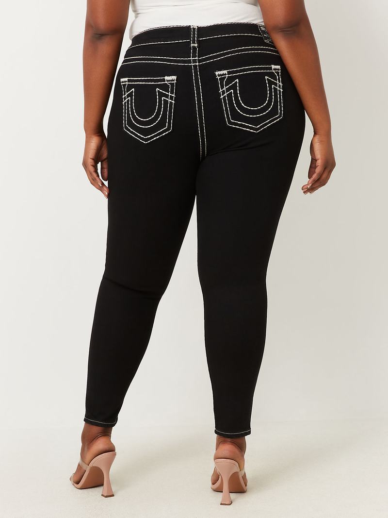 True Religion Plus Halle Super T High Rise Super Skinny Jeans Damen Schwarz | 34590BMJC