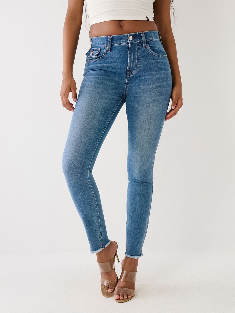 True Religion Halle High Rise Super Skinny Jeans Damen Hellblau | 25389KXCI