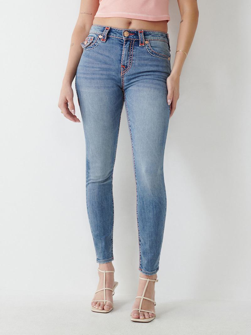 True Religion Halle Super T Super Skinny Jeans Damen Blau | 15039XCPB