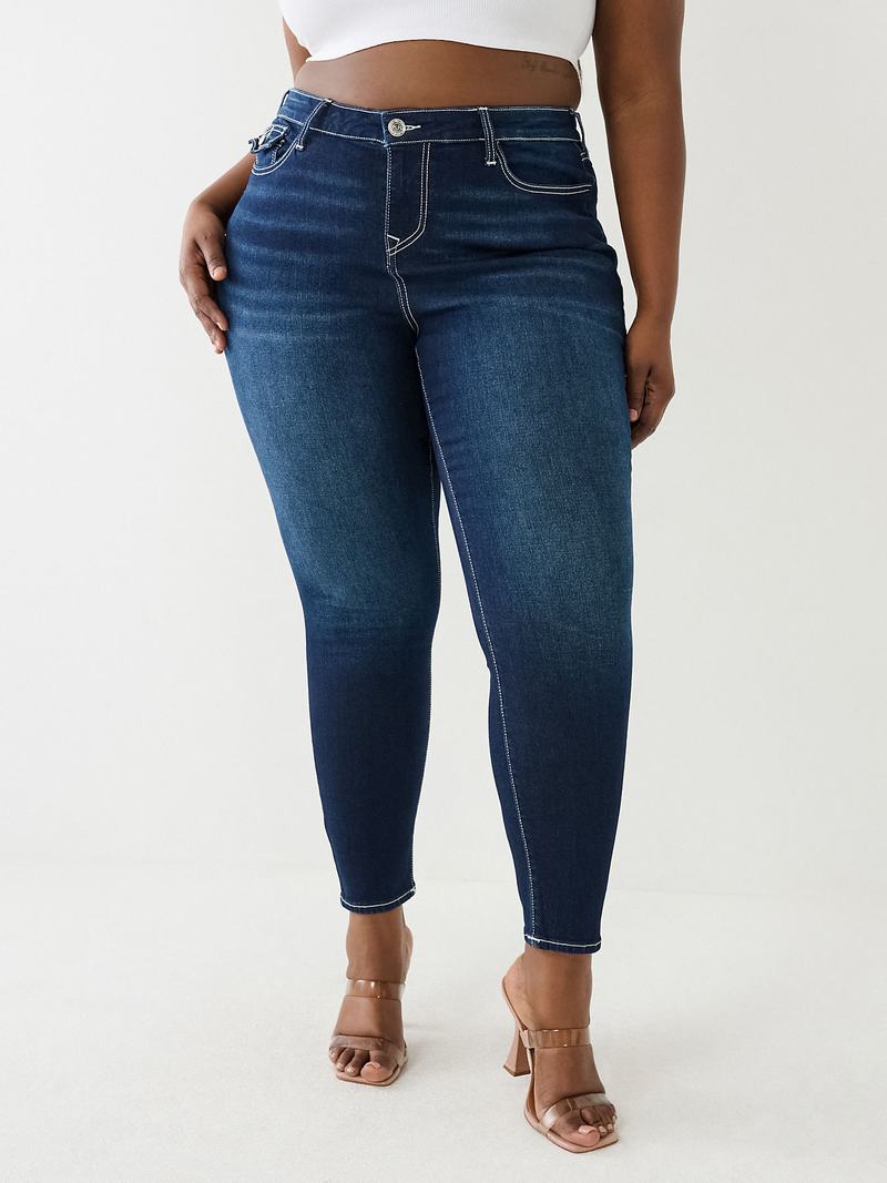 True Religion Halle Hr Sn Flap Skinny Jeans Damen Navy | 21879ULIW