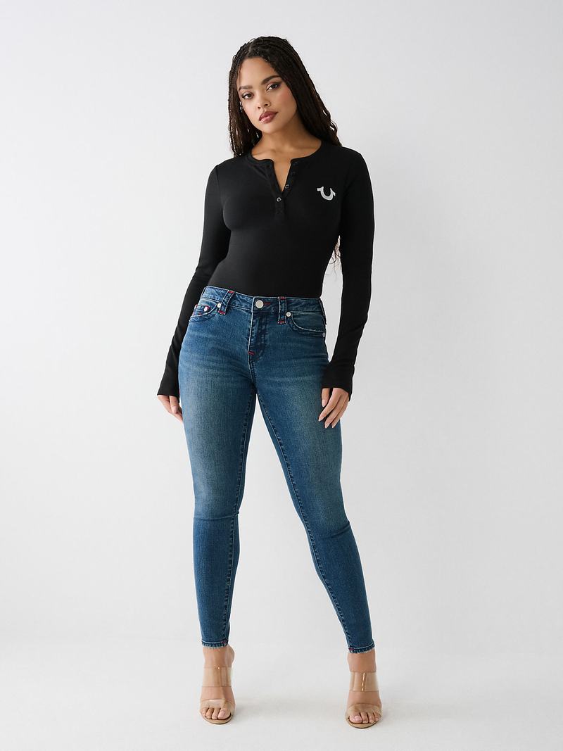 True Religion Jennie Curvy Schlank Big T Jeans Damen Dunkelblau | 61357VOMY