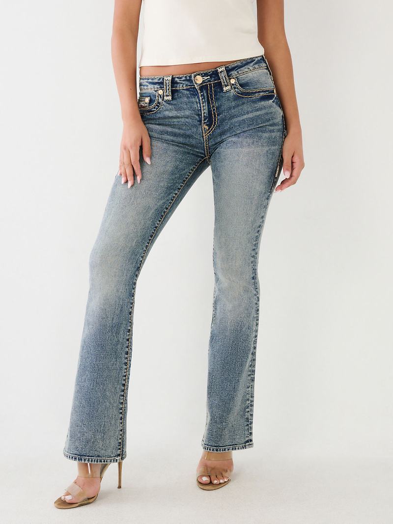 True Religion Becca Stitch Bootcut Super T Jeans Damen Blau | 62154XOZF