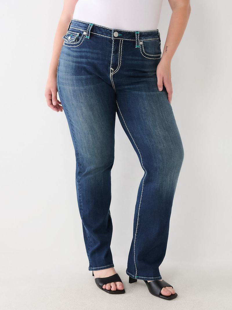 True Religion Plus Billie Gerade Super T Jeans Damen Aizome | 96810EVOI