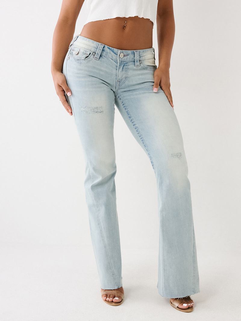 True Religion Joey Low Rise Flare Big T Jeans Damen Hellblau | 28145ABMQ