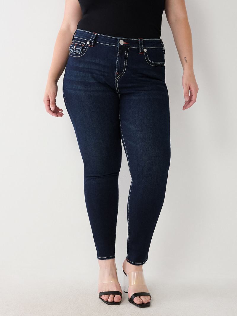 True Religion Plus Halle Super Schlank Big T Jeans Damen Navy | 98301IEVT