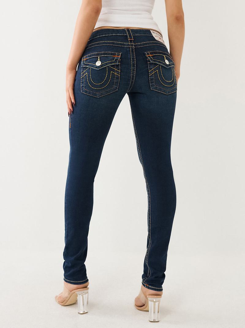 True Religion Stella Low Rise Schlank Big T Jeans Damen Indigo | 54168MOFW