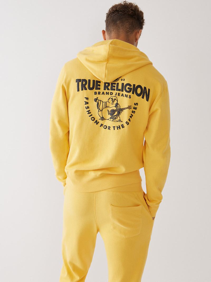 True Religion Buddha Logo Zip Hoodie Herren Gold | 72350YWCS