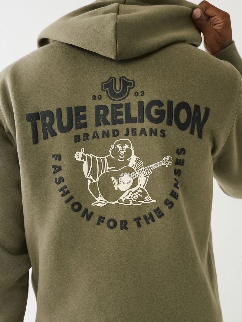 True Religion Buddha Logo Zip Hoodie Herren Grün | 39614BDOL