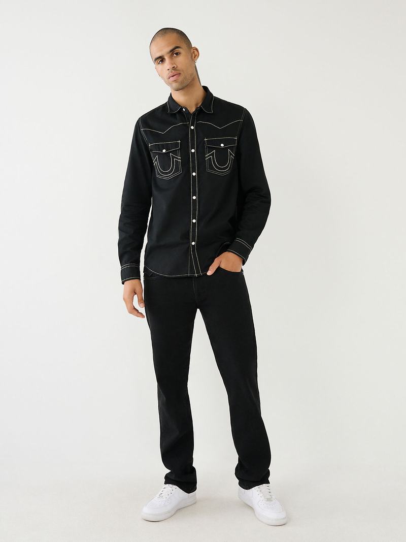 True Religion Big T Western Hemd Herren Schwarz | 71082IDJU