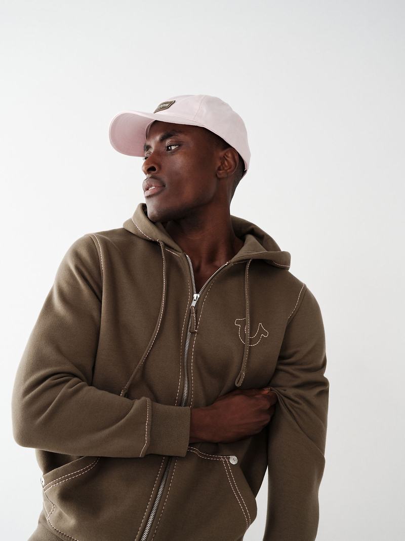 True Religion Big T Zip Hoodie Herren Rosa | 78243WEMD