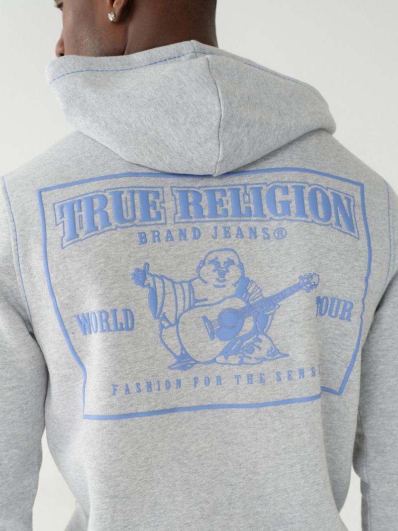True Religion Big T Zip Hoodie Herren Grau Blau | 91825XLVR