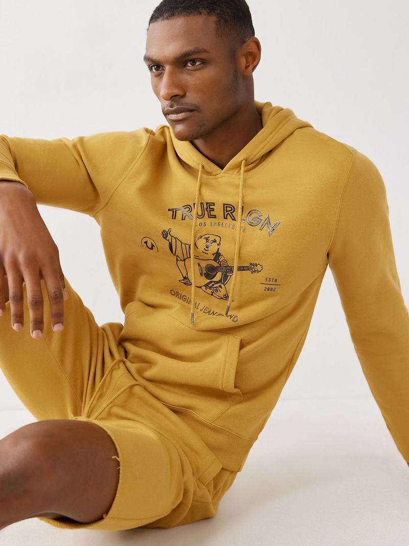 True Religion Buddha Logo Hoodie Herren Gold | 60824BULC