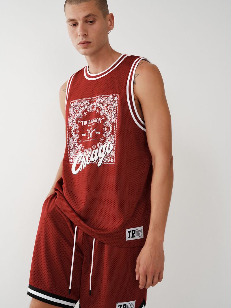 True Religion Mesh Jersey Tanktop Herren Rot | 28160XGAR