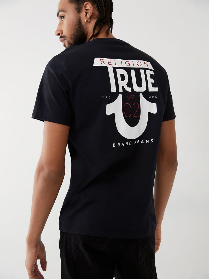 True Religion Logo T-Shirts Herren Schwarz | 26048XYOT