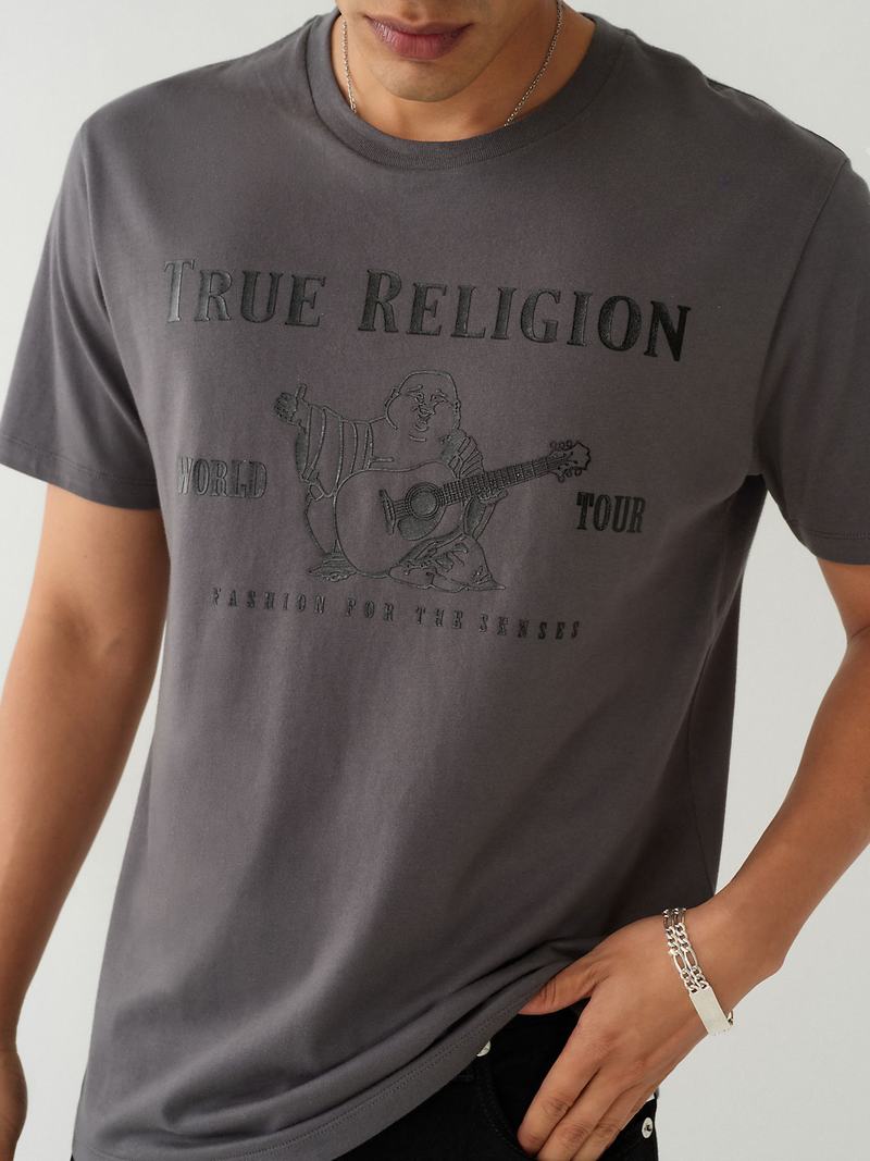 True Religion Buddha Logo T-Shirts Herren Grau | 75069KSIO