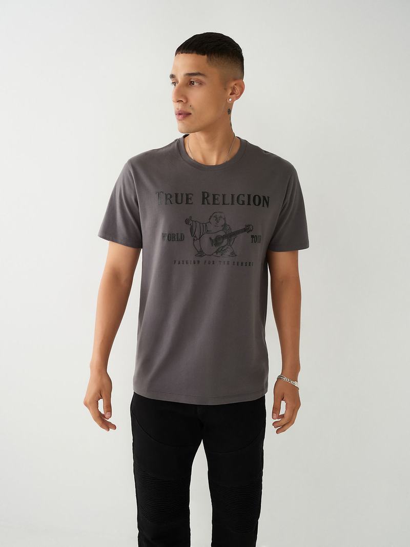 True Religion Buddha Logo T-Shirts Herren Grau | 75069KSIO