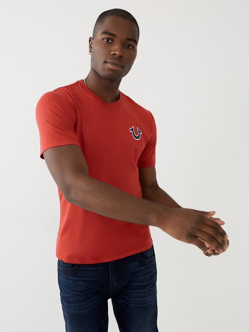 True Religion Buddha Logo T-Shirts Herren Rot | 53892RJSE