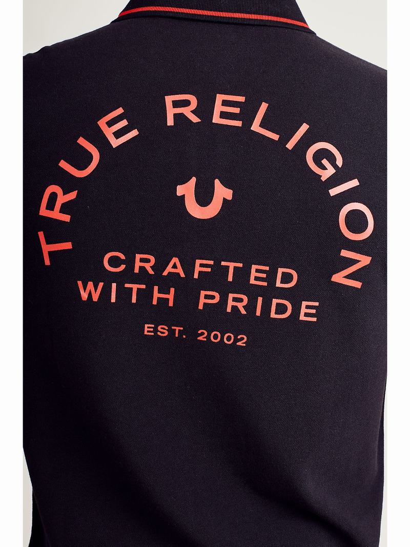 True Religion Logo Poloshirt Herren Schwarz | 76150YBDZ