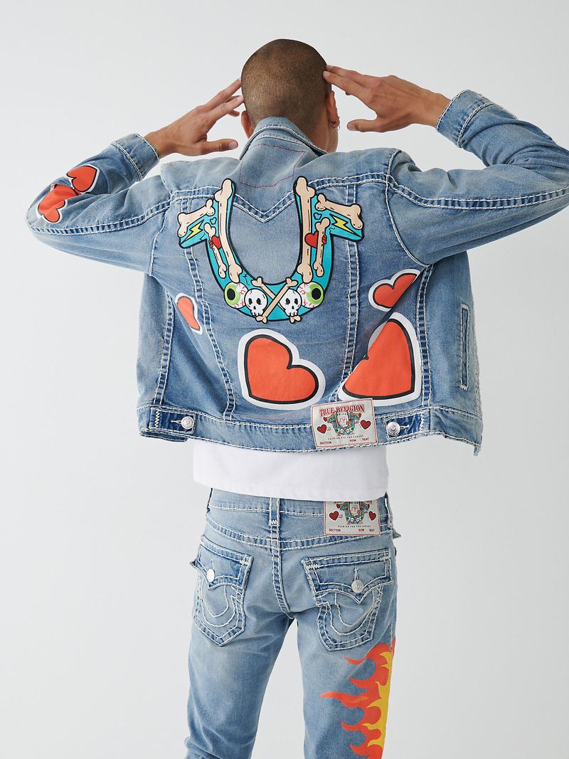 True Religion Tr X Chief Keef Jimmy Super T Denim Jeansjacke Herren Blau | 42895HDYM