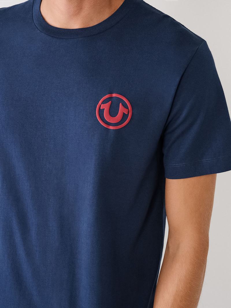 True Religion Buddha Logo T-Shirts Herren Navy Blau | 70865CJGV