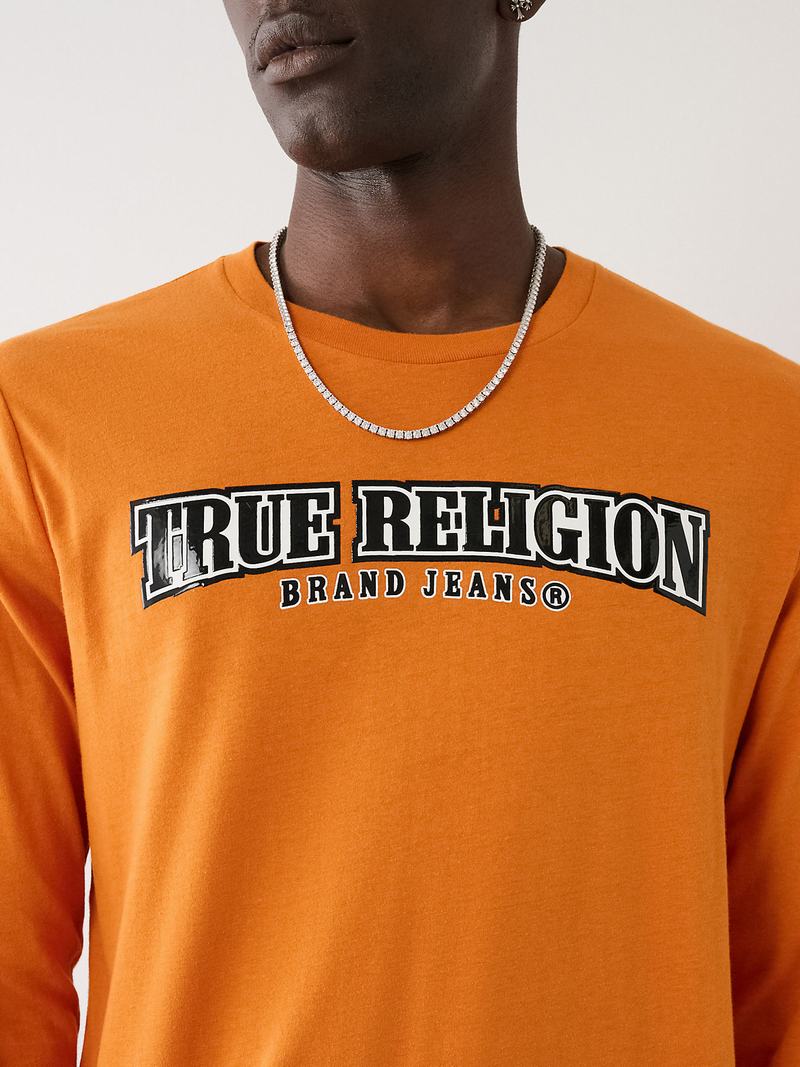 True Religion Long Sleeve True Logo T-Shirts Herren Autumn Maple | 90574KOMW