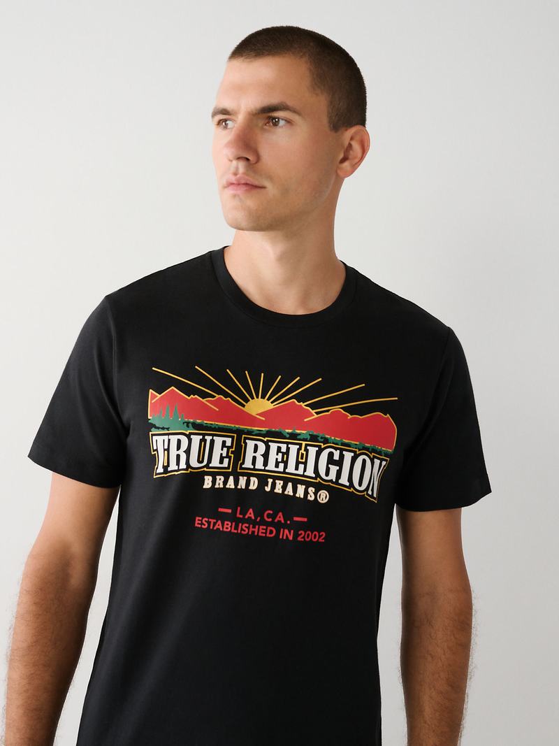 True Religion True Logo T-Shirts Herren Schwarz | 91634HOSU