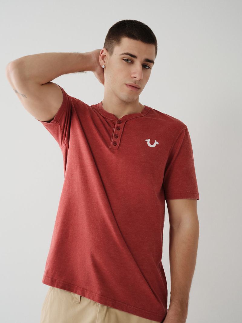 True Religion Henley T-Shirts Herren Rot | 36028SLNE