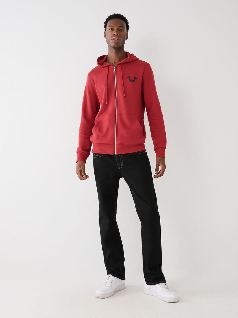 True Religion Logo Zip Hoodie Herren Rot | 25843OBLY