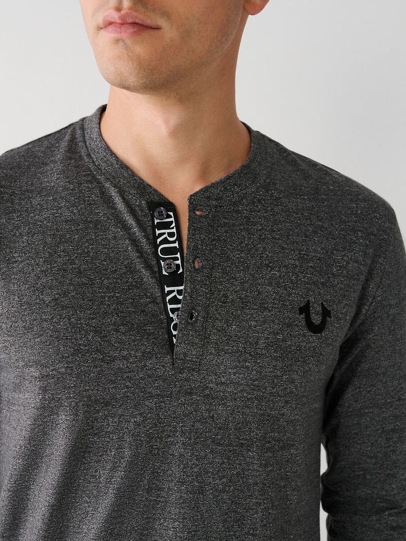 True Religion Logo Henley Hemd Herren Grau | 32591HELT