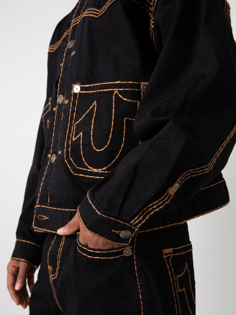 True Religion Sebastien Ami X True Religion Western Super T Jacke Herren Schwarz | 15084ULHA