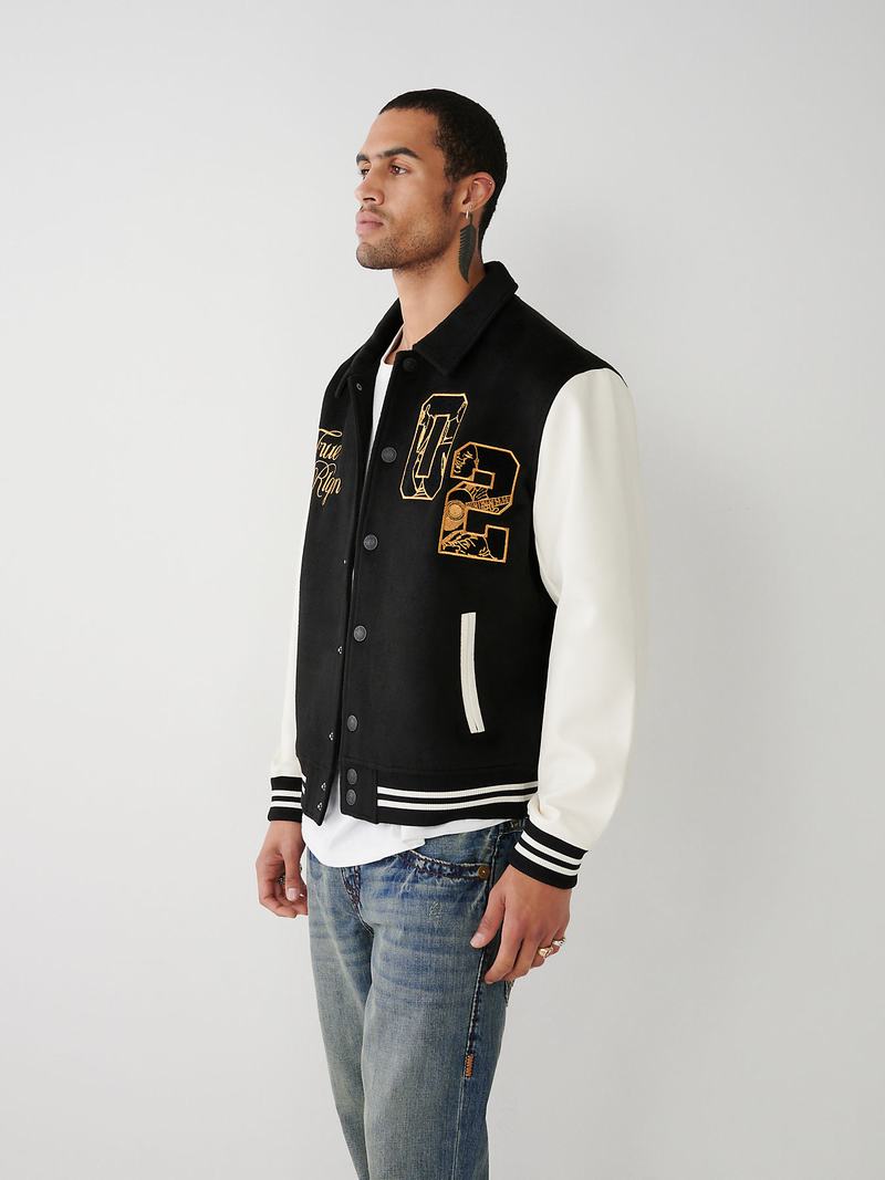 True Religion Tr Varsity Jacke Herren Schwarz | 96120SXJG